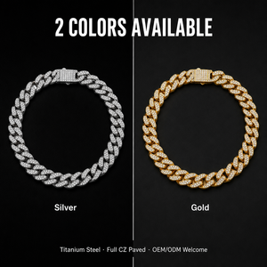Cadena cubana Iced Out de eslabones tipo Curb, estilo Hip Hop, con <span class=keywords><strong>micro</strong></span> pavé de circonita cúbica, chapada en oro y plata, para hombre, venta al por mayor de joyería - Product Image 3
