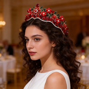 Diadème de Mariée Magnifique en Cristal Blanc Baroque et Perles, Couronne de Luxe en Strass pour Cheveux de Mariée, Accessoire de <span class=keywords><strong>Mariage</strong></span> - Product Image 3