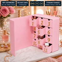Boîte à biscuits avec séparateurs, boîte d'emballage personnalisée pour chocolats, calendrier de l'avent de Noël de 12 jours, emballage en papier, boîte cadeau magnétique