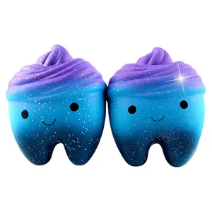 Promotional Kids Scented Stress Relief Fun Gift Hot Sale Squishies Cute Galaxy Ice Cream Tooth Slow Rising Squishy Toys Kawaii