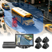 Sistema de Cámara Panorámica 3D 360 1080P para Camiones, Cámara de Visión de Pájaro de 360 Grados con Monitor para Autobús Escolar, IP68