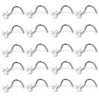 Bijoux de perçage de la narine en acier inoxydable de haute qualité, anneau de nez papillon en forme de S, vente en gros