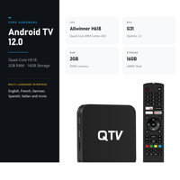 QTV X6 Android TV Box Quad Core Allwinner H618 Dual WiFi 2GB RAM 16GB Penyimpanan