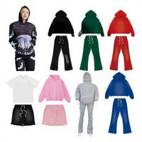Ensemble sweat à capuche et pantalon de survêtement pour homme, imprimé cheval, 100% fibre de bambou respirante, sur mesure, style européen/américain, effet délavé, automne