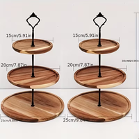 Houten snackrek met metalen handgrepen, gebak- en fruitplateau voor keuken en evenementen, 3-laags houten fruitpresentatieplateau