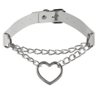 Collier cœur mignon style hip-hop cosplay de demoiselle d'honneur pour femme, ras-de-cou réglable en cuir, cadeau bijou