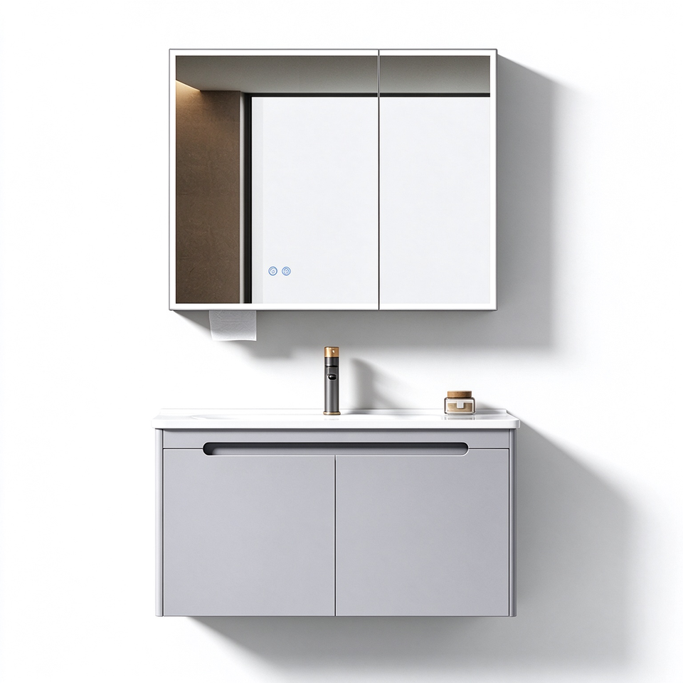 Aluminum Bathroom Cabinets Water Resistant Modern Design Wall-Mounted ...
