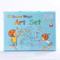 Petit ensemble de 208 pinceaux, crayons de couleur et fusains pour enfants, coffret cadeau, vente en gros, kit de peinture pour l'école et le bureau, fabriqué en Chine