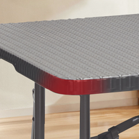 Table pliante noire en rotin, design en osier, HDPE, portable, pour le camping, les pique-niques, les événements en plein air