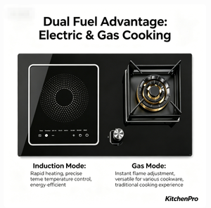 Table de cuisson flexible 2-en-1 à induction et gaz 5,2 kW, cuisinière à gaz 1900 W, plaque électrique pour une cuisson polyvalente - Product Image 5