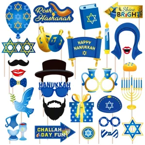 Cappello da piccione occhiali bibbia per barba candelabro David di stelle Happy Hanukkah kit di oggetti di scena per decorazioni per feste Hanukkah