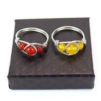 Bague réglable en pierre de cristal naturelle pour femme, nouvelle, personnalisée, perles d'agate enveloppées à la main, améthyste, bijoux modernes JZG*Sialia DIY