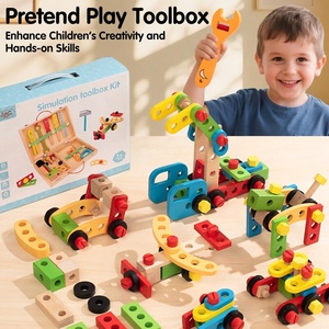 Boîte à outils en <span class=keywords><strong>bois</strong></span> Letop pour les tout-petits, jeu de construction d'imitation, ensemble de bricolage, jeu éducatif Montessori - Product Image 2