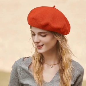 بيع بالجملة أزياء المرأة الدافئة خمر عادي اللون البوليستر ألوان صلبة قبعات سيدة أنيقة للبيع - Product Image 4