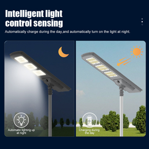 Lampe solaire de rue extérieure haute puissance 100W IP65, lampe de parc solaire intégrée à LED longue durée de vie avec poteau - Product Image 5