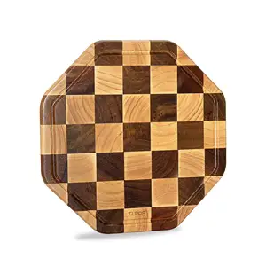 Восьмиугольная деревянная разделочная доска с прорезями для сока из акации и резиновой древесины, разделочная доска для кухни