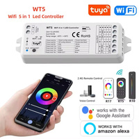 Contrôleur LED intelligent WiFi Tuya WT5 12V 24V RGBCCT RGB double blanc monochrome pour bandes lumineuses avec télécommande RF 2.4G et variateur