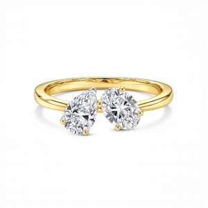 Multi Stone Lab Created Diamond <b>Ring</b> with Pear Shape Diamond and Oval Cut Diamond Premium Bridal Jewelry for Women Collection - Product Image 3