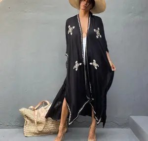 STOCK 4Colors <strong>Plus</strong> <strong>Size</strong> Kimono Cardigan Ties Jacket Tope Loose <strong>Beach</strong> <strong>Cover</strong> <strong>Ups</strong> - Product Image 1