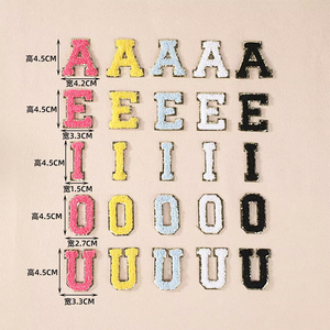 RTS DIY布贴纸字母补丁5色雪尼尔刺绣A-Z字母4.5厘米不干胶聚氯乙烯26件套字母 - Product Image 5
