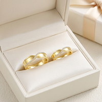 Anillos de Pareja de Lujo en Oro Amarillo Sólido de 18K con Diamantes Naturales, Engaste Pavé, Ajuste Cómodo, Joyería Fina Moderna y Minimalista
