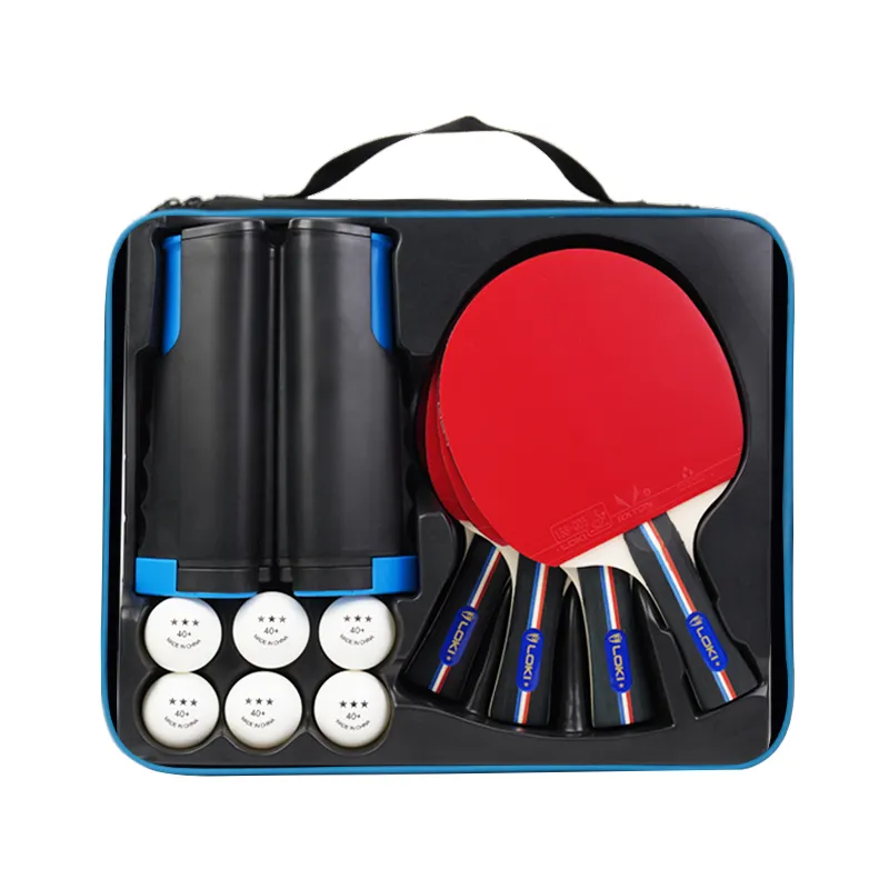Popular proveedor de ping pong raqueta de tenis de mesa profesional juego de bate de cuatro raquetas de alta calidad seis bolas de 3 estrellas