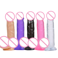 Gode coloré avec ventouse jouets érotiques gelée douce peau noire gode en plastique en caoutchouc super gros masturbateur Dong