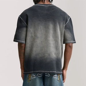 เสื้อยืดคอกลมโอเวอร์ไซส์ผ้าคอตตอนวาฟเฟิลเนื้อหนา 250GSM สำหรับผู้ชาย ขายส่งจากโรงงาน - Product Image 2