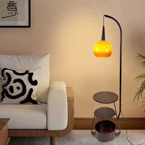 Lampe sur pied moderne en fer avec support de rangement et éclairage LED E27 pour salon, chambre, côté canapé, table de chevet et table basse - Product Image 2