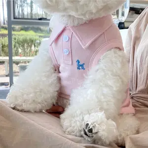 Fall Pet Clothing Solid Color Polo Shirt And T-Shirt Cat Vest Teddy Two-Legged Clothing For Dogs Puppy Thin Breathable