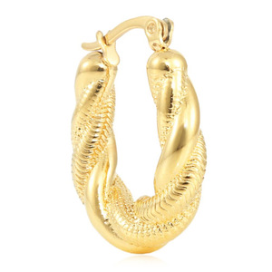 Pendientes de Aro Trenzados de Acero Inoxidable Dorado en Forma de U, Joyería de Moda 19041 - Product Image 5