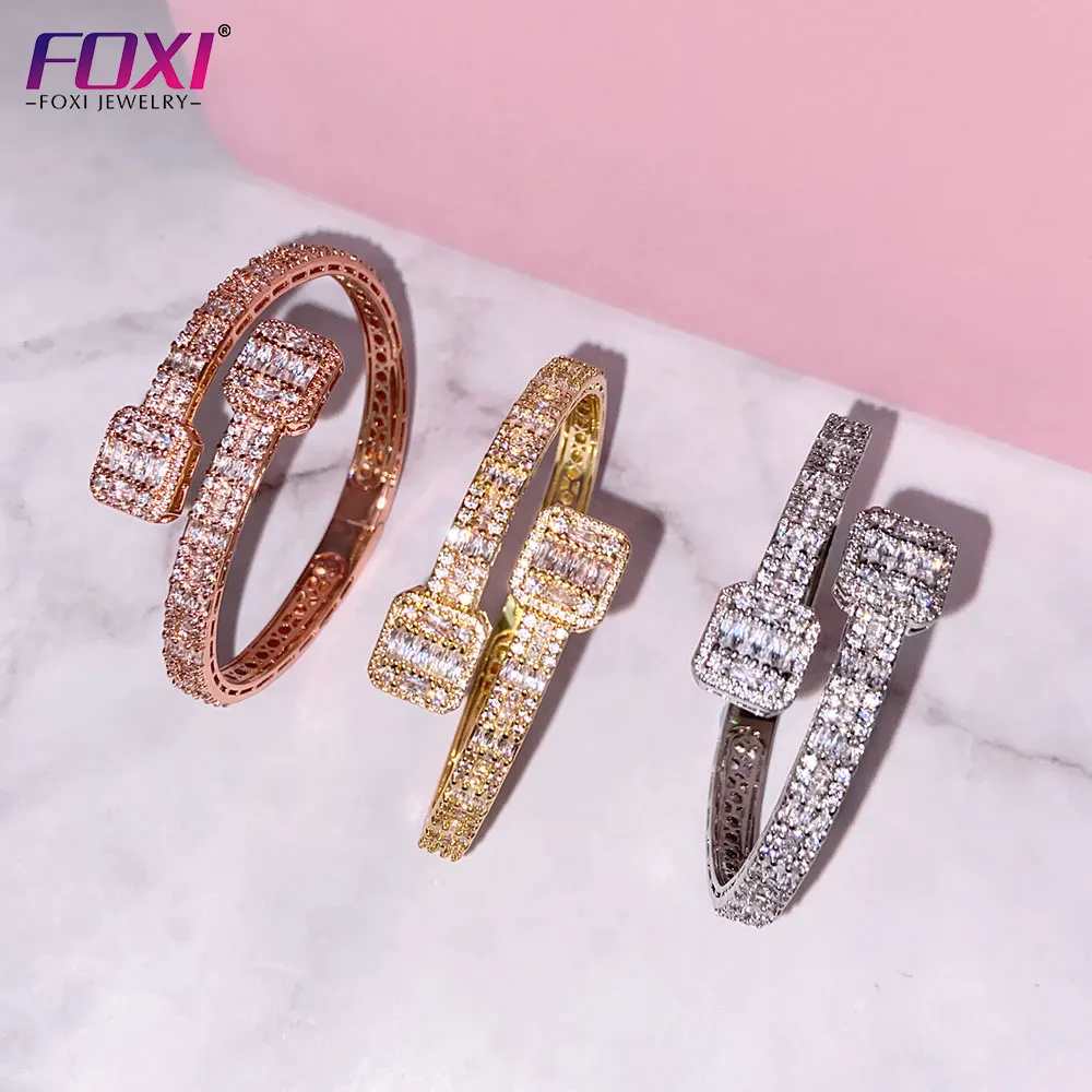 FOXI jewelry new ins glazed out hip hop or argent rose bracelet de charme de créateur