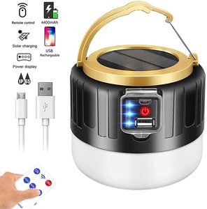 Linterna LED para acampar, recargable, carga Solar, portátil, para viajes, pesca, senderismo - Product Image 1