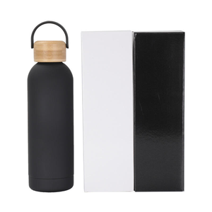 Atacado 350ML 500ML 750ML 1000ML Isolado Bebida Esporte Garrafa De Água Garrafa De Água De Aço Inoxidável com Tampa De Cabo De Madeira - Product Image 4