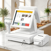 Terminal de point de vente (TPV) double écran tactile fin 15,6+14 pouces en aluminium, support multilingue, pour caisse enregistreuse - Vente en gros
