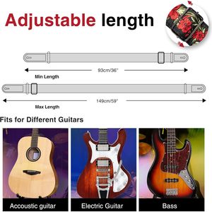 Sangle de guitare florale Lekato, 2 pouces de large, extrémités en cuir, pour guitare acoustique, électrique et basse, sangle pratique - Product Image 4