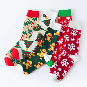 Holiday Gift Custom Packing Novelty Women Men Adult Winter Santa Cotton Knit Crew Xmas Christmas Socks