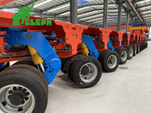 Semi-<span class=keywords><strong>remorque</strong></span> multi-<span class=keywords><strong>essieux</strong></span> à plateau surbaissé hydraulique modulaire de fabrication chinoise - Product Image 3