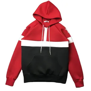 2021 Beste Version Mode Casual Splice Stripe Half Zip Hoodie Fünf-Sterne-Druck Custom Space Cotton Men Pullover Übergroß