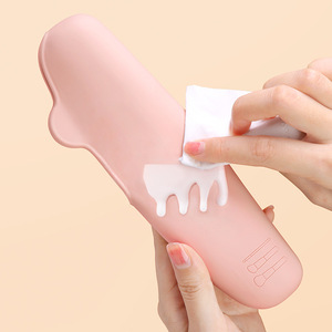 Silicone <b>Makeup</b> Brush Bag Portable Cosmetic <b>Storage</b> Case <b>For</b> Travel Beauty Tools Solid Color Soft Handle - Product Image 4