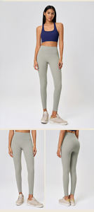 Mallas <span class=keywords><strong>de</strong></span> Yoga <span class=keywords><strong>de</strong></span> cintura alta para mujer, pantalones deportivos con elástico, transpirable, ajustado a <span class=keywords><strong>la</strong></span> cadera, Color sólido, logotipo personalizado, nuevo, venta al por mayor - Product Image 5