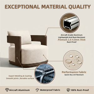 Sofá Individual Giratorio de Aluminio para Exteriores, Tela de Secado Rápido, <span class=keywords><strong>Asiento</strong></span> Moderno para Patio, <span class=keywords><strong>Terraza</strong></span> o Jardín - Product Image 2