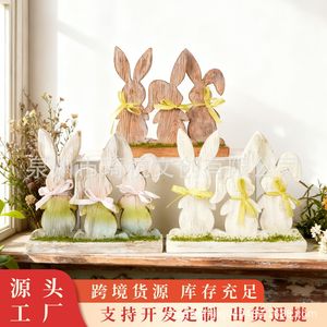Décorations de Pâques Lapin de Pâques en Faux Bois Forme de Lapin Décoration de Bureau Maison Intérieur Fait Main Décoration de Pâques - Product Image 2