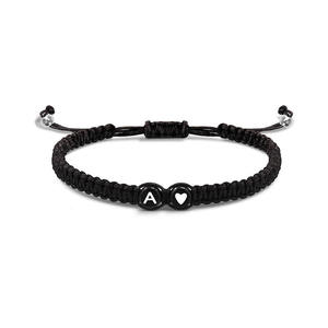 Nouveau bracelet tissé fait main coeur noir et blanc 26 lettres, bracelet de couple à la mode et polyvalent en gros - Product Image 4