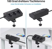 Prise de table EU avec USB C PD20W, multiprise à 3 voies avec 4 USB, prise de table prise de bureau à pince pour le bureau