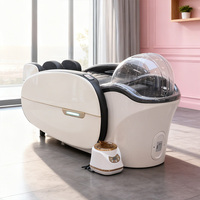 Lit de massage électrique vibrant de luxe et fauteuil-lit de lavage de cheveux au design moderne pour salon, barbier et usage esthétique
