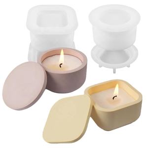 قالب برطمان شمع بغطاء 2 قالب حامل شموع لتخزين الجص الإسمنتي قالب فخاري لصنع - Product Image 2