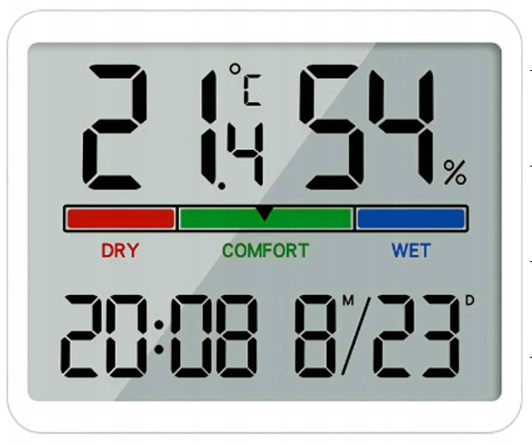 Multifunctional Indoor Temperature Humidity Monitor Clock C/F Lcd Screen Household Thermometer Hygrometer