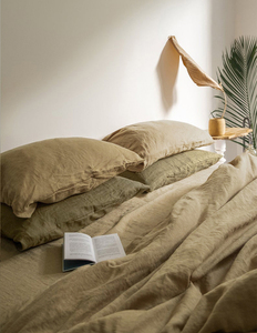 <strong>Beige</strong> Color Stonewashed 100% Pure Linen <strong>Bedding</strong> <strong>Set</strong> Sheet <strong>Set</strong> with 1 Flat Sheet 1 Fitted Sheet 2 Pillowcases - Product Image 4