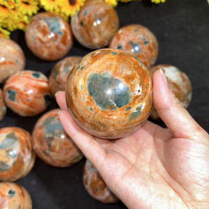 Esfera de Simbiosis de Apatita Azul y Piedra Solar Tallada Redonda Natural al por Mayor para Decoración y Regalo - Product Image 4